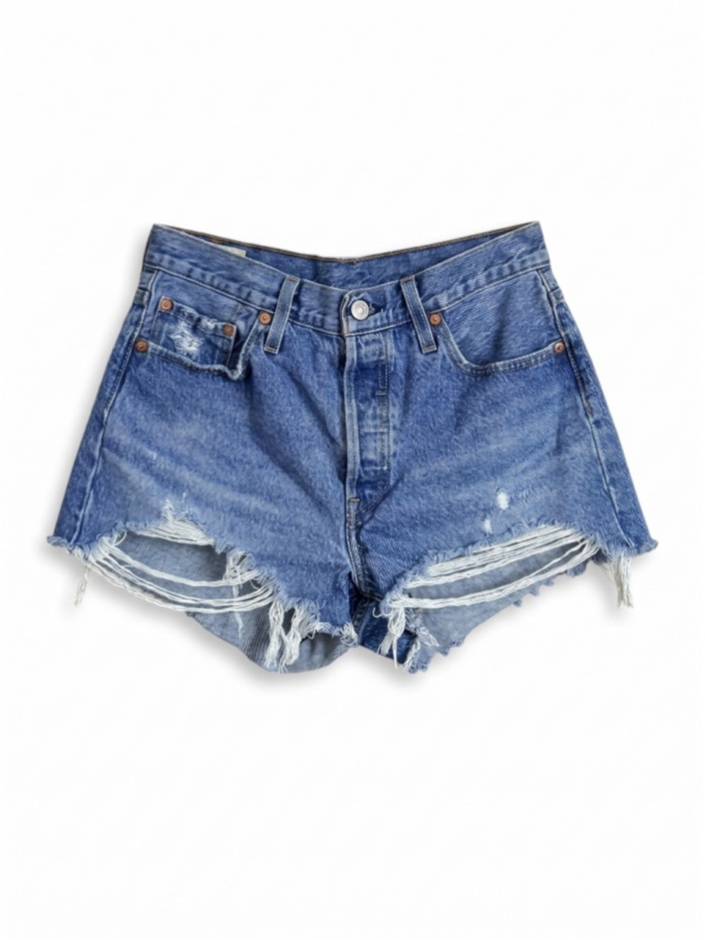 LEVI'S 501 Distressed Denim Light Washed High-waisted Shorts, Sz 29